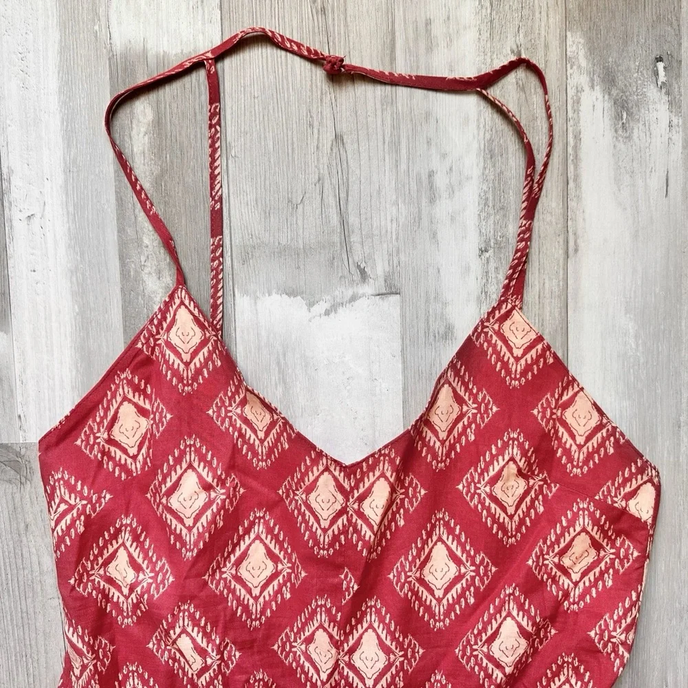 NWT Zara The Jami Ikat Pattern Boho Jumpsuit in Terracotta